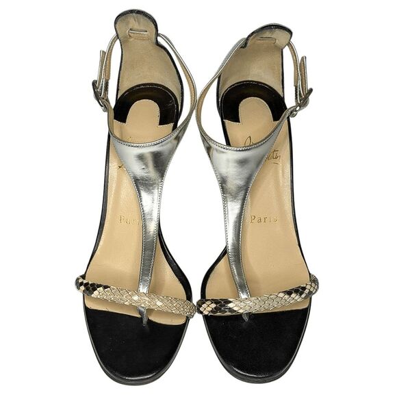 Christian Louboutin Athena Alta 100 Python Snake Heel T-Strap Sandals Size 37 - Picture 2 of 10